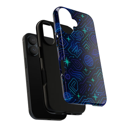 Vibrant Space Design Protective Phone Case in Blue and Green 3D Wrap for Stylish Protection Compatible with iPhone 13, 14, 15 & 16 – All Models Including Pro, Pro Max & Plus