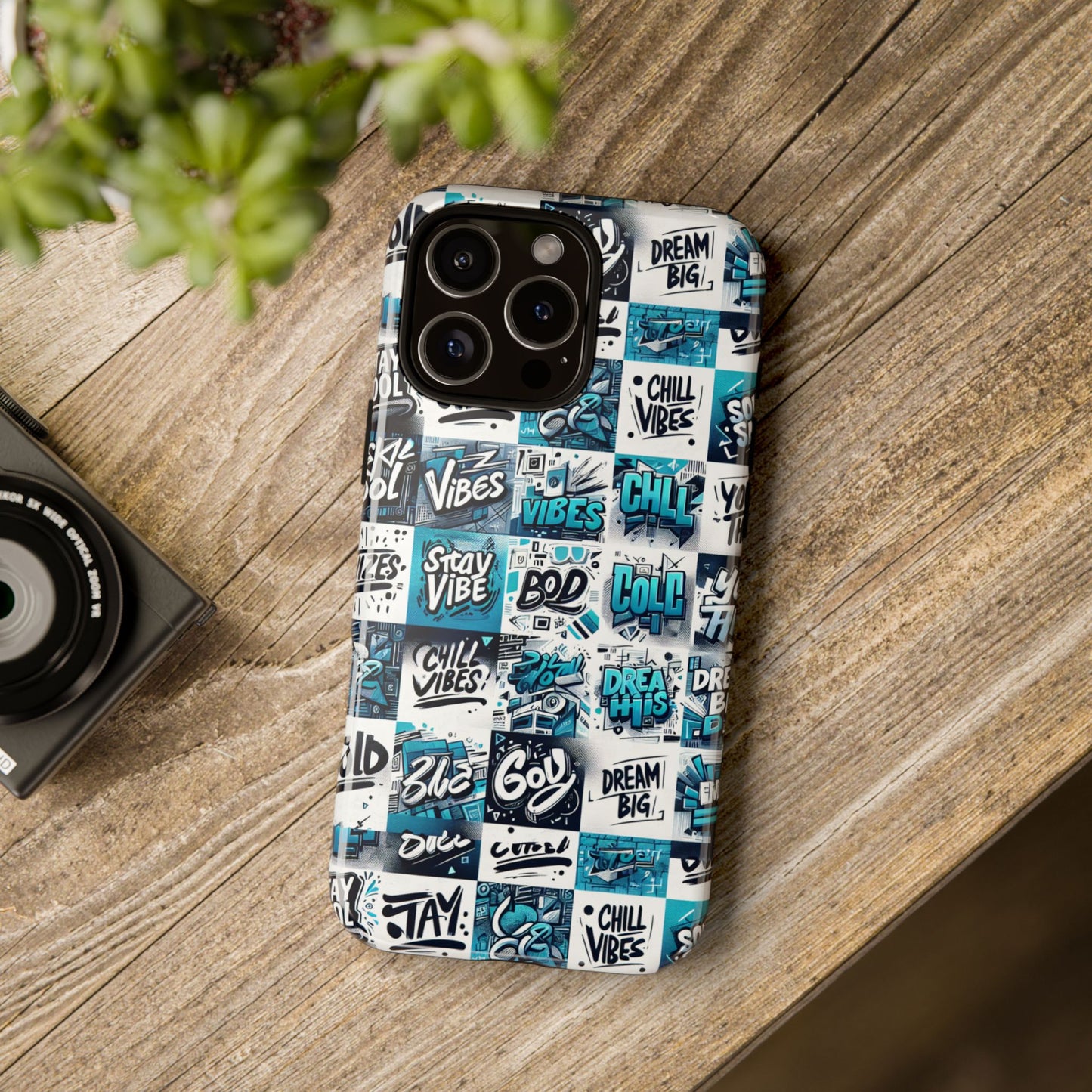 vibrant 3d wrap phone case in blue with playful retro design for stylish protection compatible with iphone 13, 14, 15 & 16 – all models including pro, pro max & plus