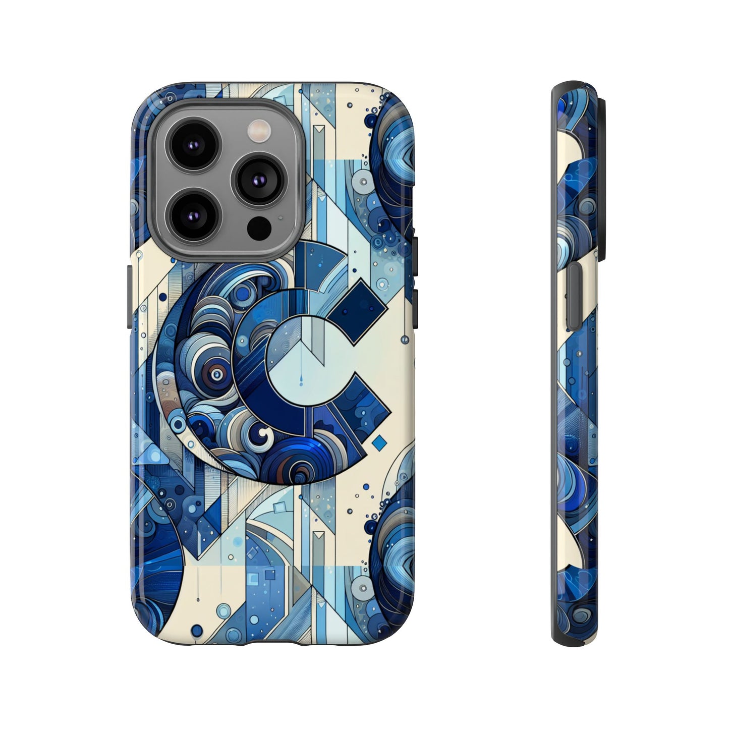 blue alphabet c phone case for smartphone protection with 3d wrap design, shock absorption, uv protection, durable silicone material, suitable for tech enthusiasts and individuality seekers