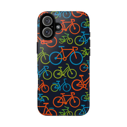 Multicolour Bicycle Print Protective Phone Case for Smartphones – Vibrant Style and Trendy Accessory Compatible with iPhone 13, 14, 15 & 16 – all models including Pro, Pro Max & Plus