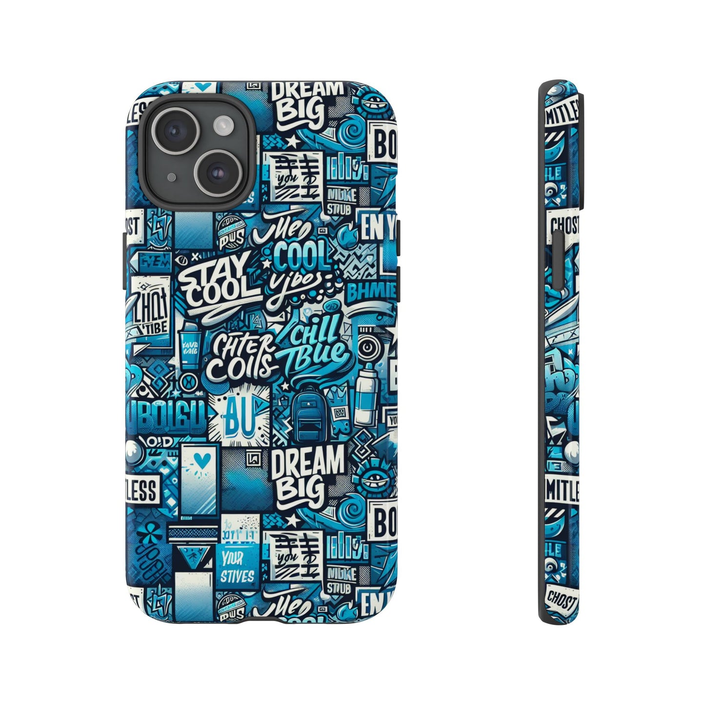 blue pattern image 15 phone case with 3d wrap design shock absorption for android and iphone devices durable uv protected protective cover