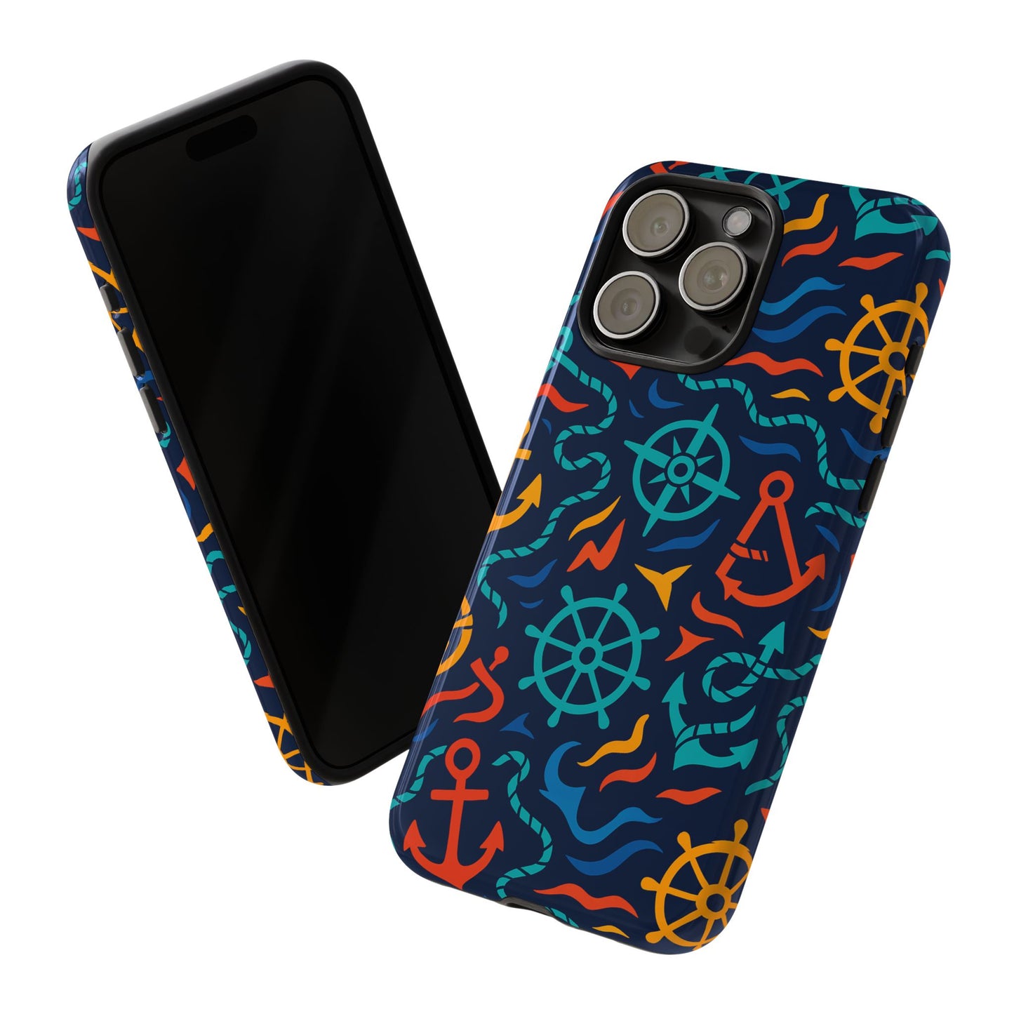 nautical multicolor protective phone case with 3d wrap design for unique style and self-expression compatible with iphone 13, 14, 15 & 16 – all models including pro, pro max & plus