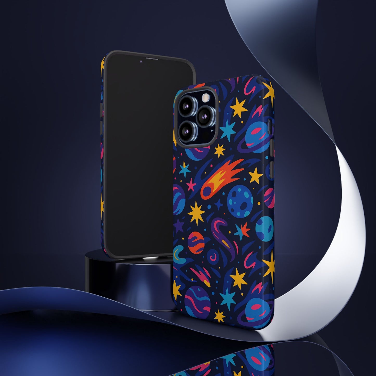 vibrant 3d space design protective phone case for stylish protection and self-expression compatible with iphone 13, 14, 15 & 16 – all models including pro, pro max & plus