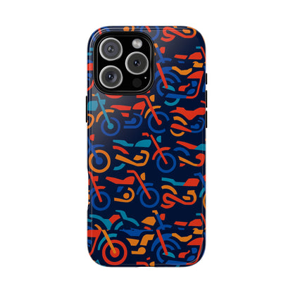 Vibrant 3D Multicolour Motorcycle Pattern Protective Phone Case for Creative Individuals – Stylish Protection Compatible with iPhone 13, 14, 15 & 16 – All Models Including Pro, Pro Max & Plus