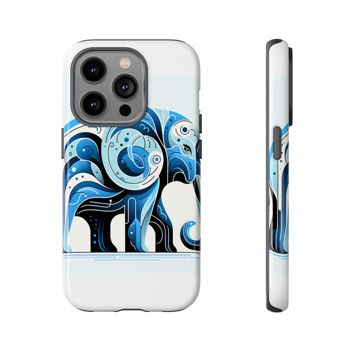 vibrant 3d blue elephant design protective phone case – unique abstract art style for stylish protection compatible with iphone 13, 14, 15 & 16 – all models including pro, pro max & plus