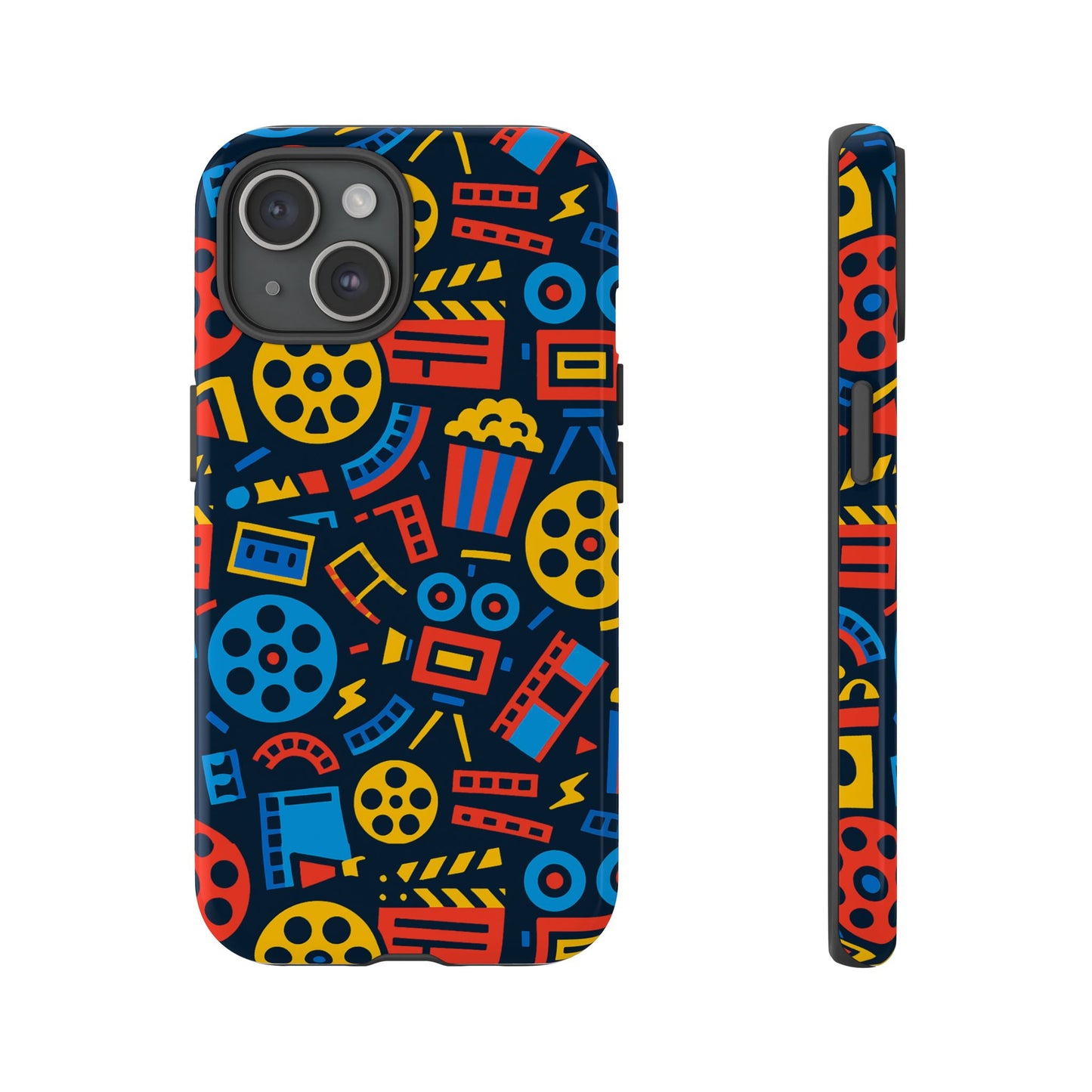 vibrant 3d film reel protective phone case for unique style and robust protection compatible with iphone 13, 14, 15 & 16 – all models including pro, pro max & plus