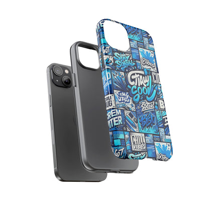 Vibrant 3D Graphic Phone Case in Blue with Playful Design for Stylish Protection Compatible with iPhone 13, 14, 15 & 16 – all models including Pro, Pro Max & Plus