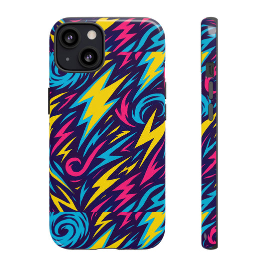 Vibrant Retro Lightning Bolt Protective Phone Case with 3D Design for Fashion Lovers Compatible with iPhone 13, 14, 15 & 16 – all models including Pro, Pro Max & Plus