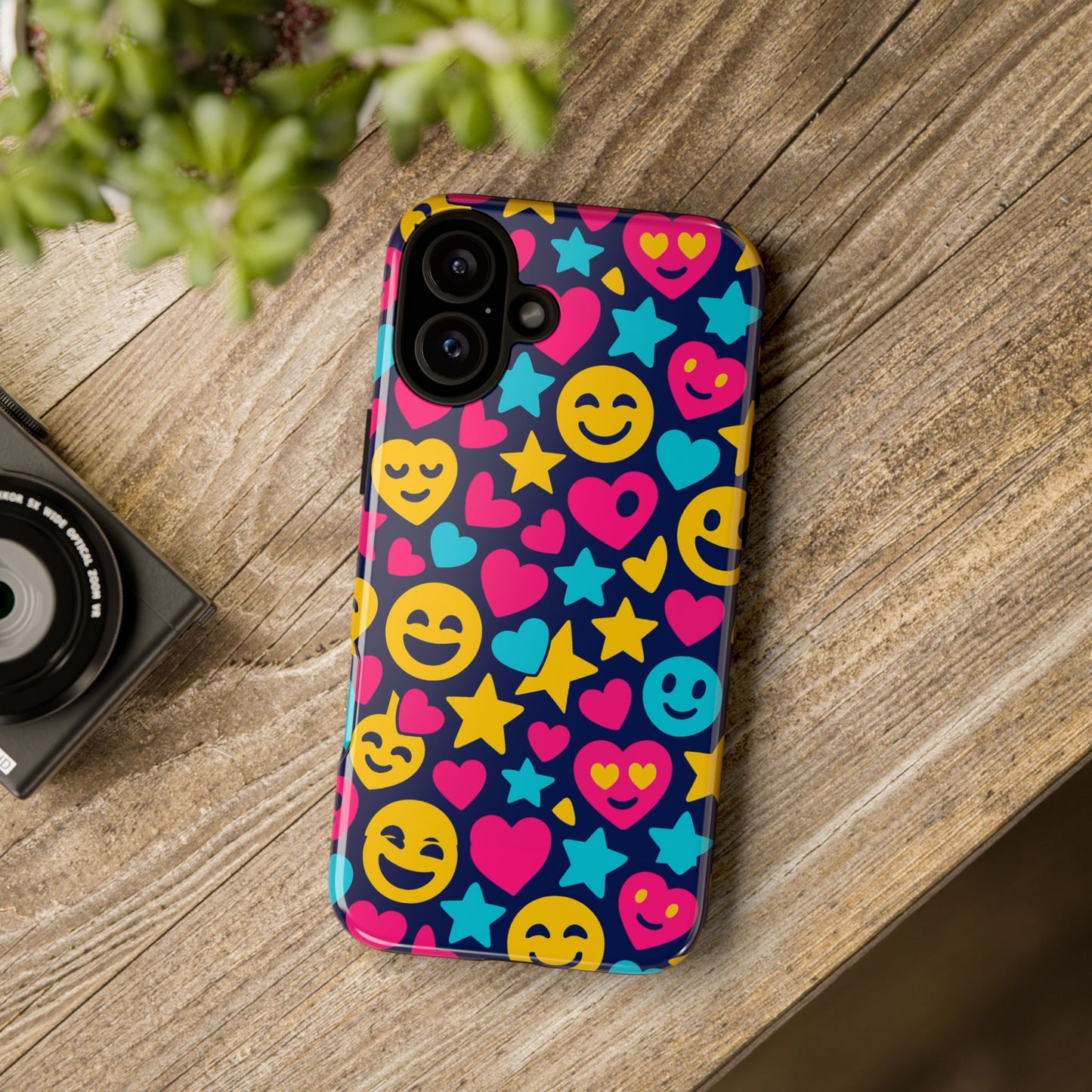 vibrant emoji protective phone case with 3d wrap design for fun style and robust protection compatible with iphone 13, 14, 15 & 16 – all models including pro, pro max & plus