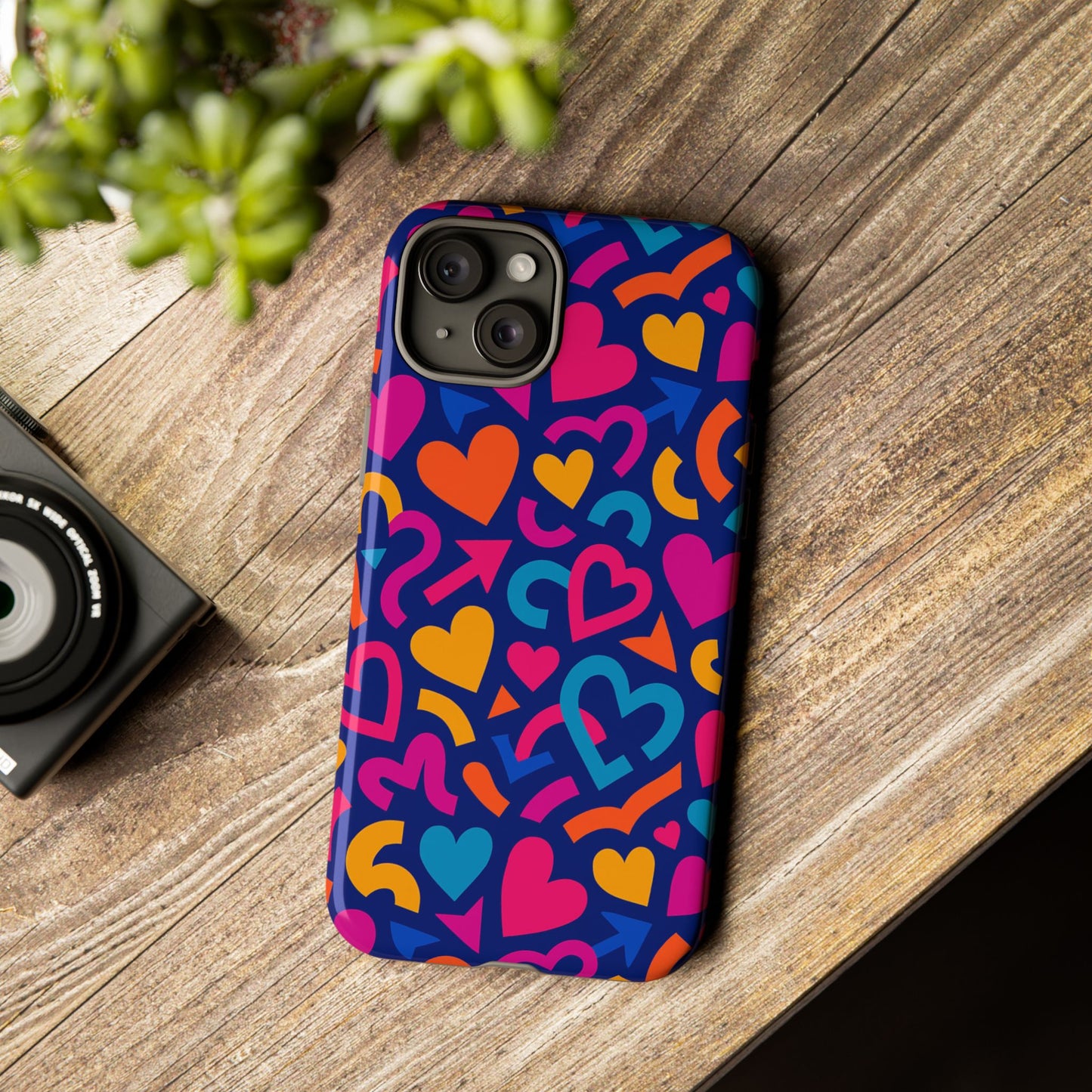 vibrant multicolour heart pattern protective phone case with 3d wrap design for stylish smartphone accessories compatible with iphone 13, 14, 15 & 16 – all models including pro, pro max & plus