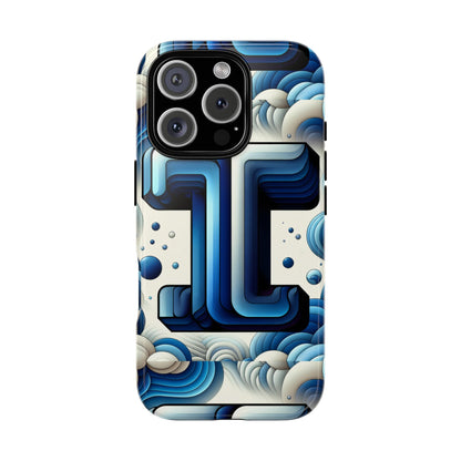 Blue Alphabet T Phone Case with 3D Wrap Design for Kids and Teens Shockproof TPU Cover with Vivid Colours and Anime-Inspired Graphics