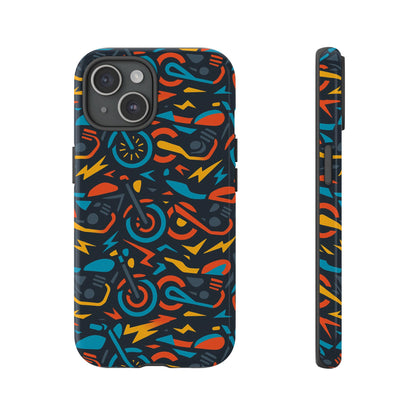 Multicolour 3D Wrap Phone Case with Fun Motorcycle Design, Stylish Protective Accessory for Men and Women, Compatible with iPhone 13, 14, 15 & 16 – all models including Pro, Pro Max & Plus