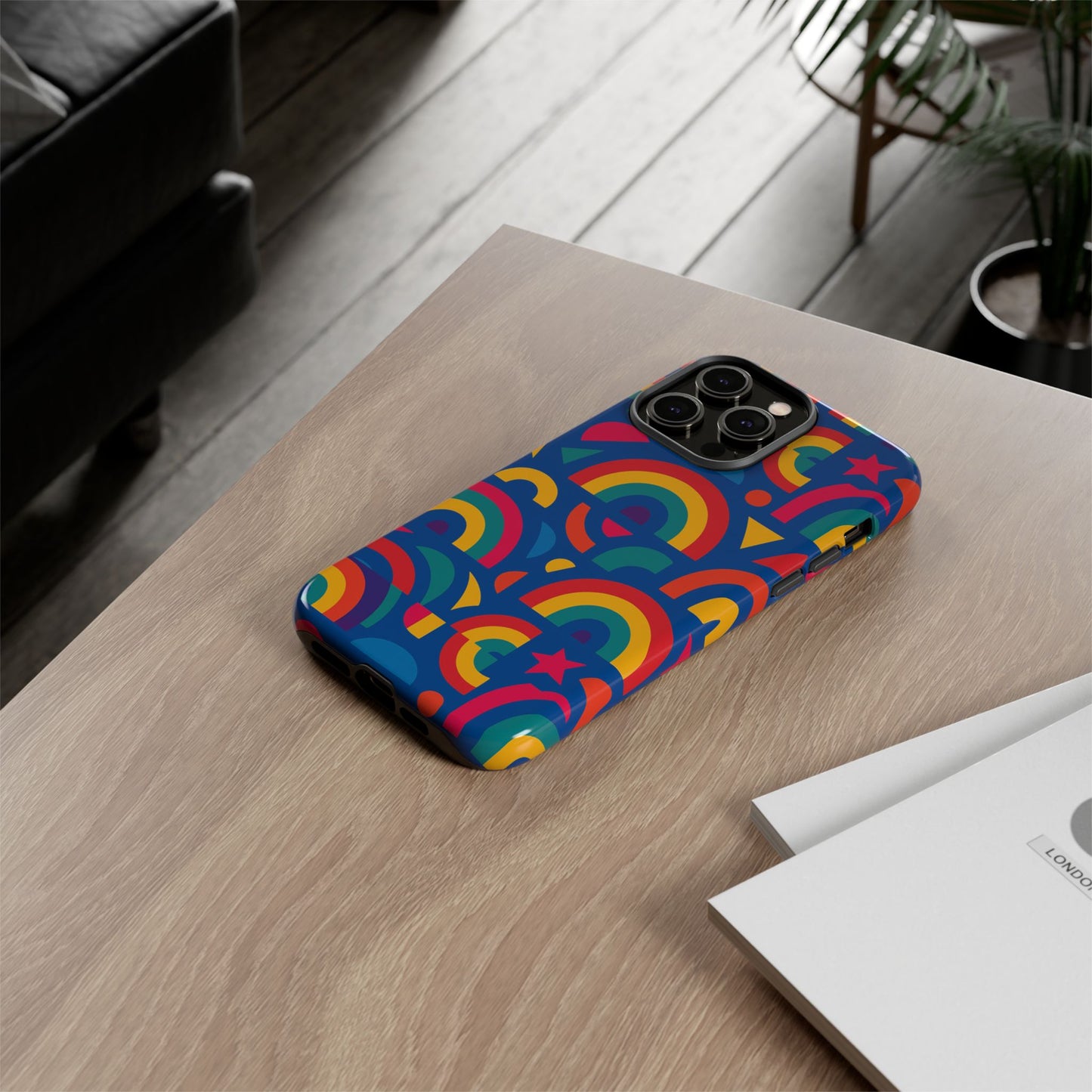 vibrant 3d geometric phone case in multicolour design for stylish protection compatible with iphone 13, 14, 15 & 16 – all models including pro, pro max & plus
