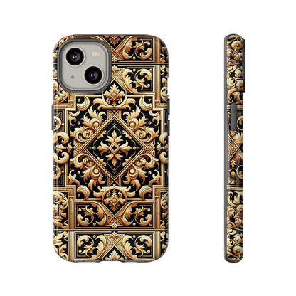 Pattern Image 3 Vibrant Shockproof Phone Case for Anime and Comic Fans - Ornate Baroque Gold Design - Compatible with iPhone 13, 14, 15 & 16 – all models including Pro, Pro Max & Plus