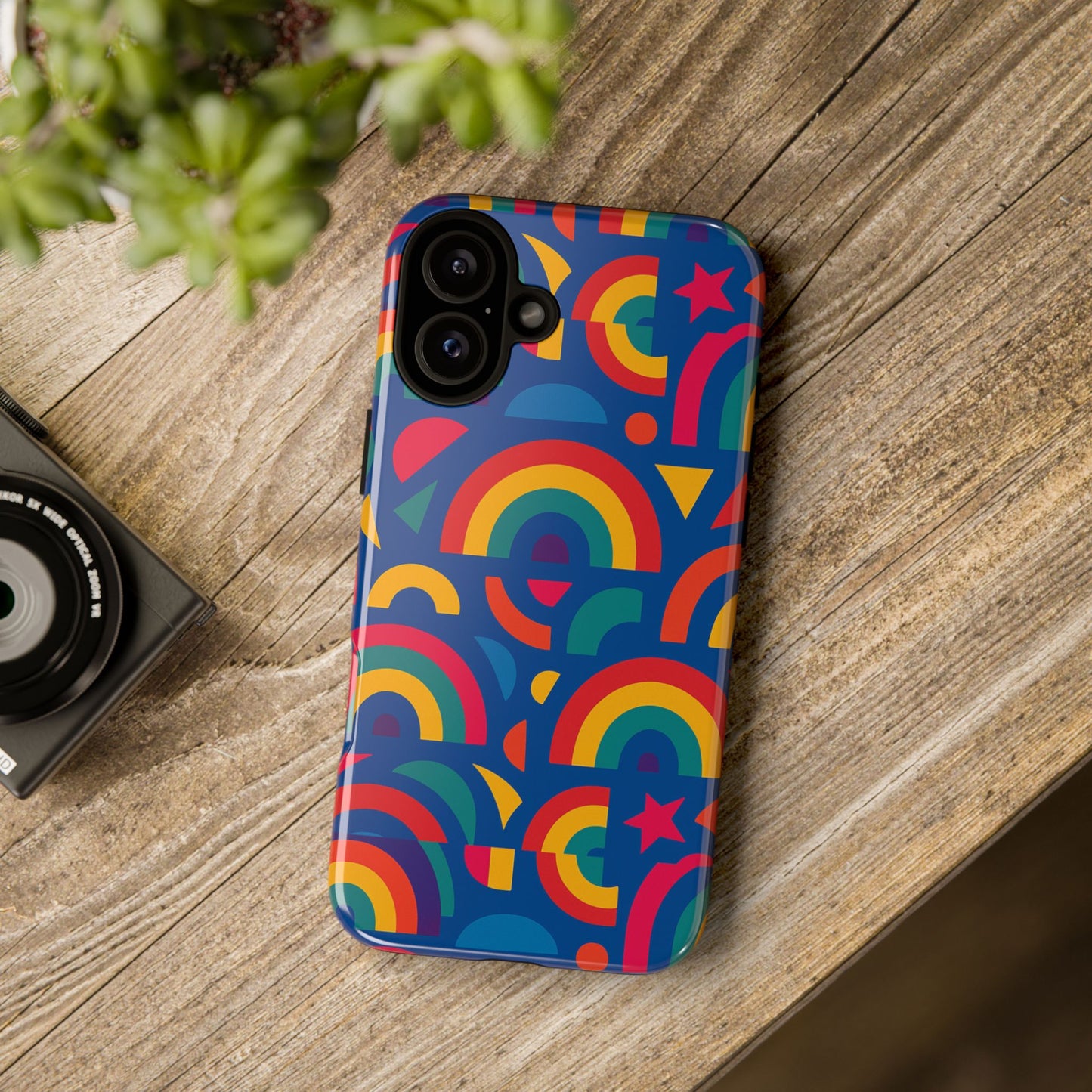 vibrant 3d geometric phone case in multicolour design for stylish protection compatible with iphone 13, 14, 15 & 16 – all models including pro, pro max & plus