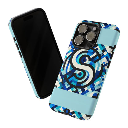Letter Blue Alphabet S Phone Case with 3D Wrap Design for Stylish Protection and Unique Retro Anime Comic Style