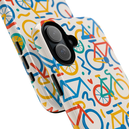 Vibrant 3D Bicycle Print Protective Phone Case – Colourful Unisex Accessory for Style and Fun – Compatible with iPhone 13, 14, 15 & 16 – All Models Including Pro, Pro Max & Plus