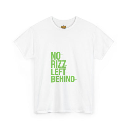 Unisex Heavy Cotton Tee - No Rizz Left Behind - Fun Casual Streetwear for Men and Women, Comfortable Fit, Stylish Design, Perfect for Everyday Wear and Casual Outings