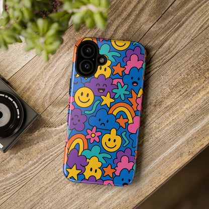 Vibrant Cartoon Protective Phone Case with Playful Multicolour Design – Unisex Fashion Accessory – Compatible with iPhone 13, 14, 15 & 16 – All Models Including Pro, Pro Max & Plus