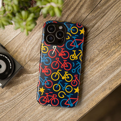Multicolor Bicycle Pattern Protective Phone Case – Vibrant 3D Design for Stylish Protection – Compatible with iPhone 13, 14, 15 & 16 – All Models Including Pro, Pro Max & Plus