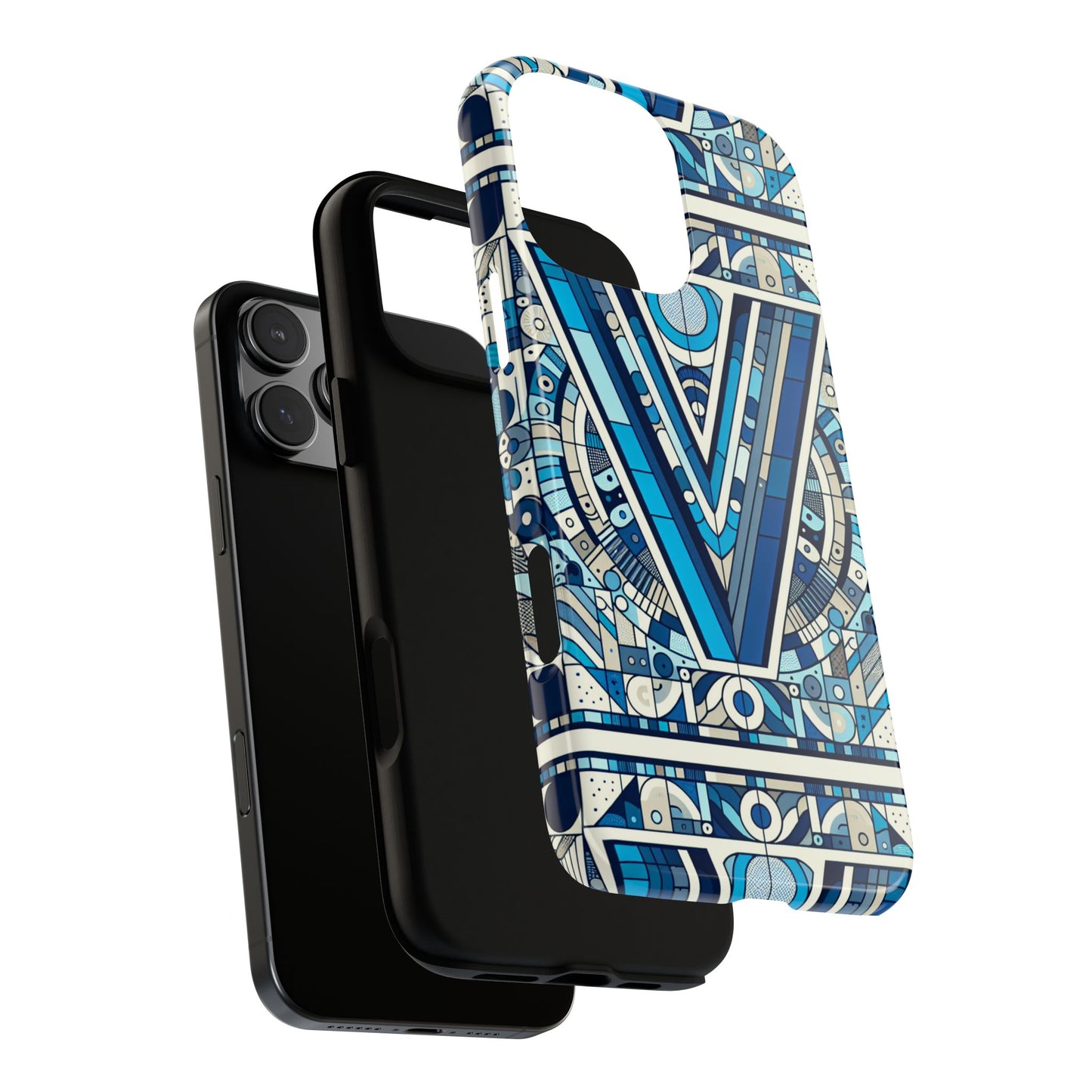 blue alphabet letter v phone case for men women kids durable shockproof cartoon anime style gift
