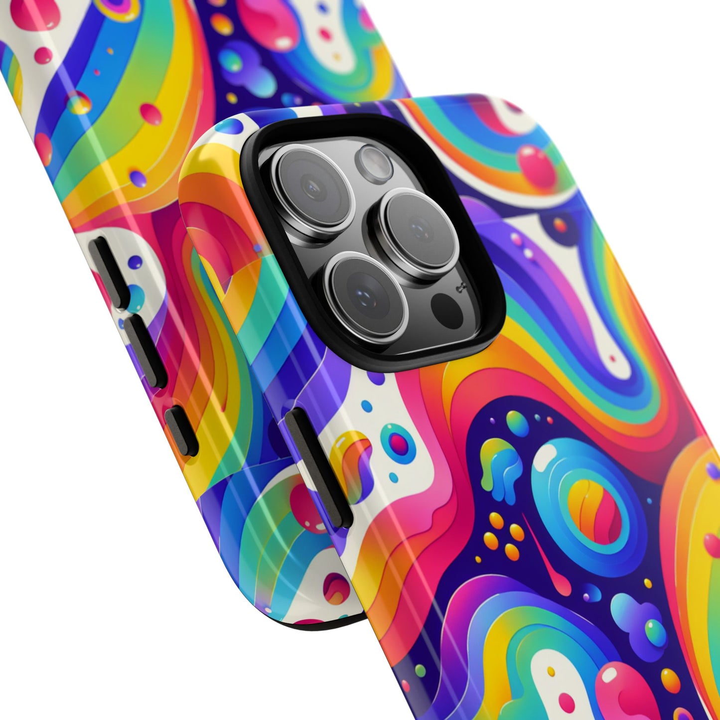 pattern image 6 vibrant shockproof phone case for anime and comic fans with retro psychedelic design compatible with iphone 13, 14, 15 & 16 – all models including pro, pro max & plus