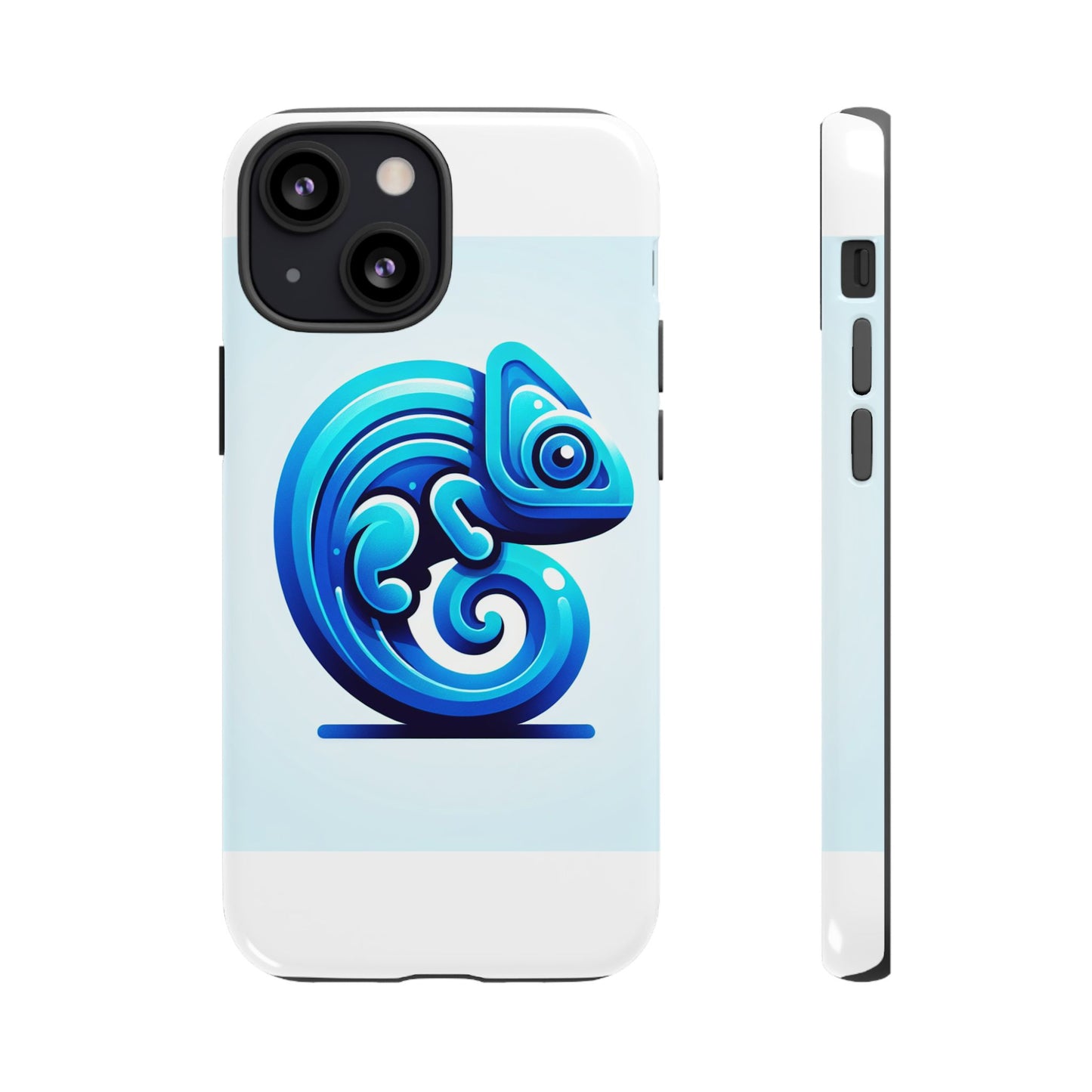 vibrant 3d chameleon phone case in blue retro design for stylish protection – compatible with iphone 13, 14, 15 & 16 – all models including pro, pro max & plus