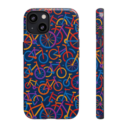 Multicolour 3D Bicycle Pattern Protective Phone Case Stylish Design for Creative Individuals Compatible with iPhone 13, 14, 15 & 16 – all models including Pro, Pro Max & Plus