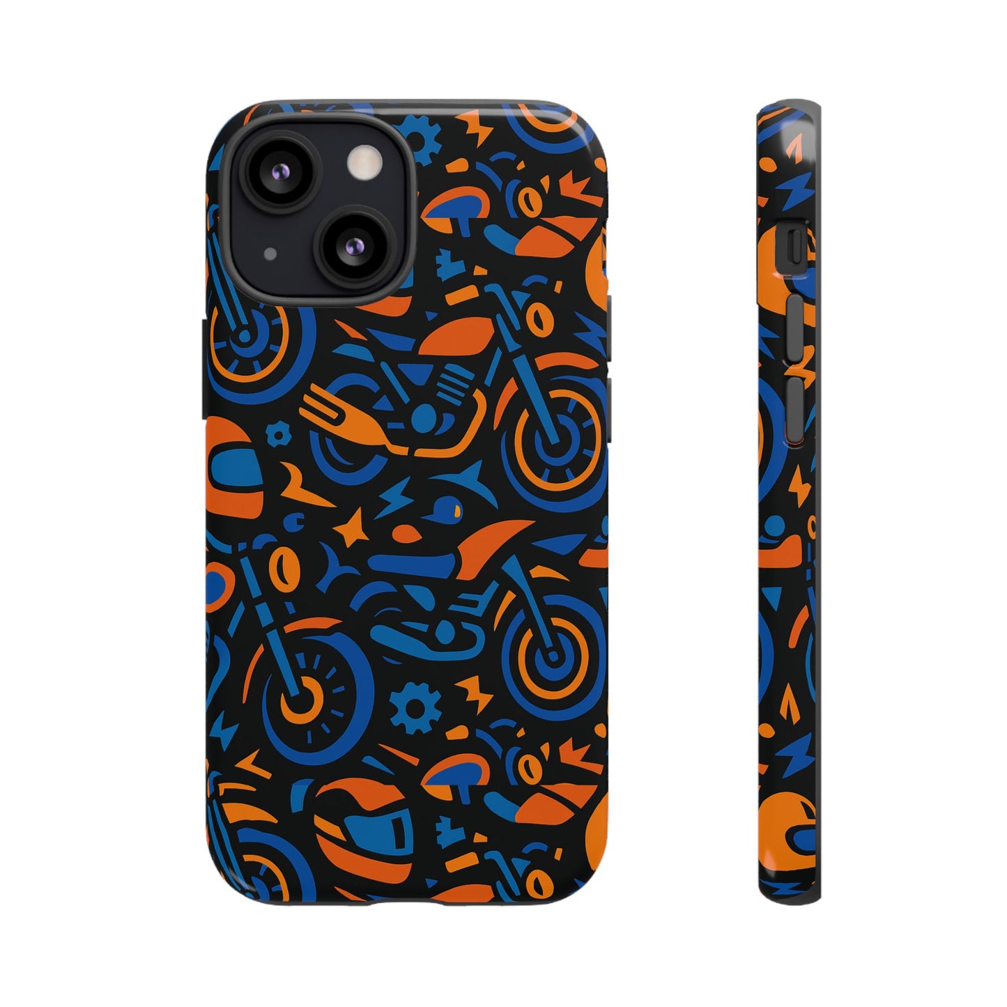 vibrant motorcycle phone case in multicolour design for stylish protection compatible with iphone 13, 14, 15 & 16 – all models including pro, pro max & plus