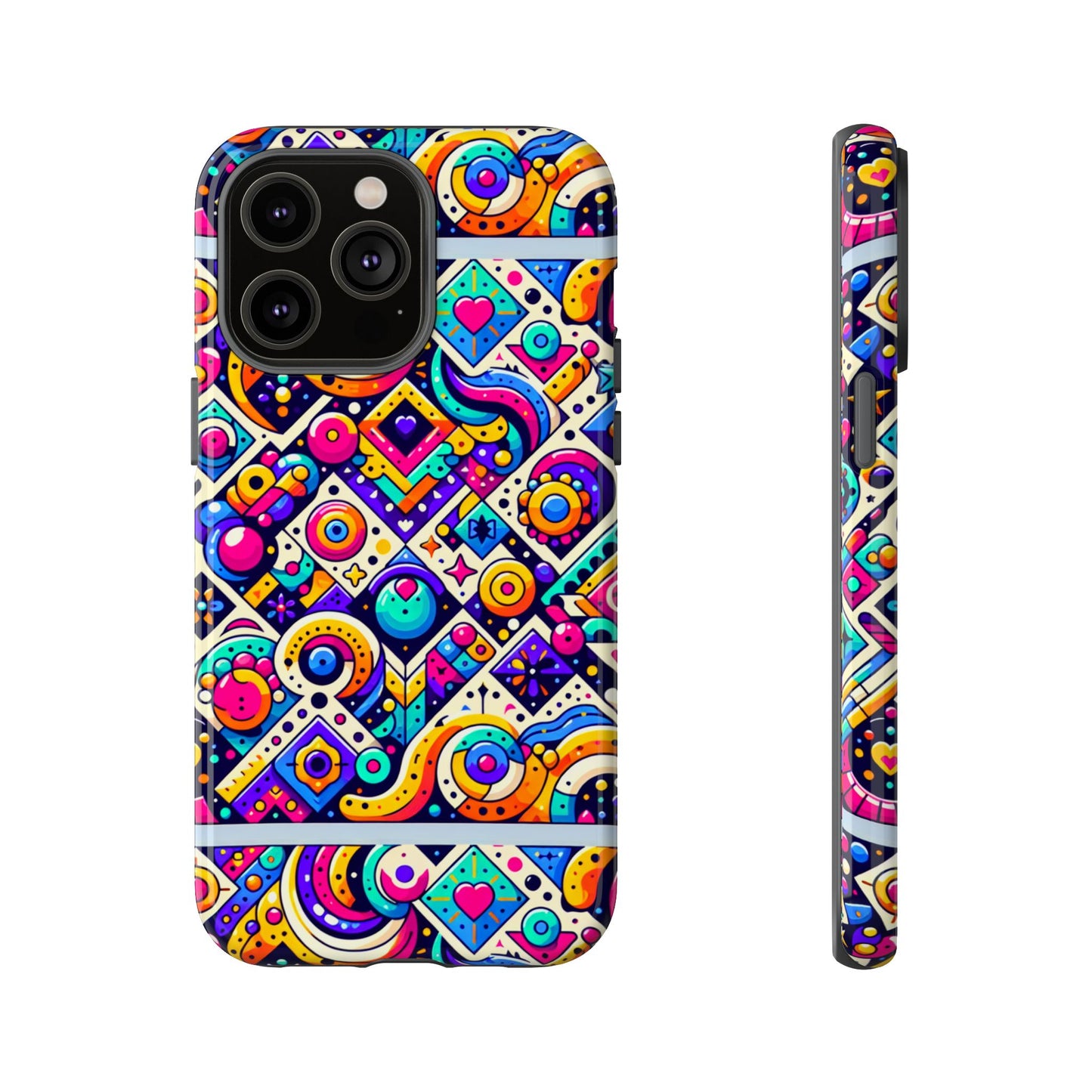 pattern image 6 vibrant 3d wrap phone case for anime and comic fans - colourful abstract design compatible with iphone 13, 14, 15 & 16 – all models including pro, pro max & plus