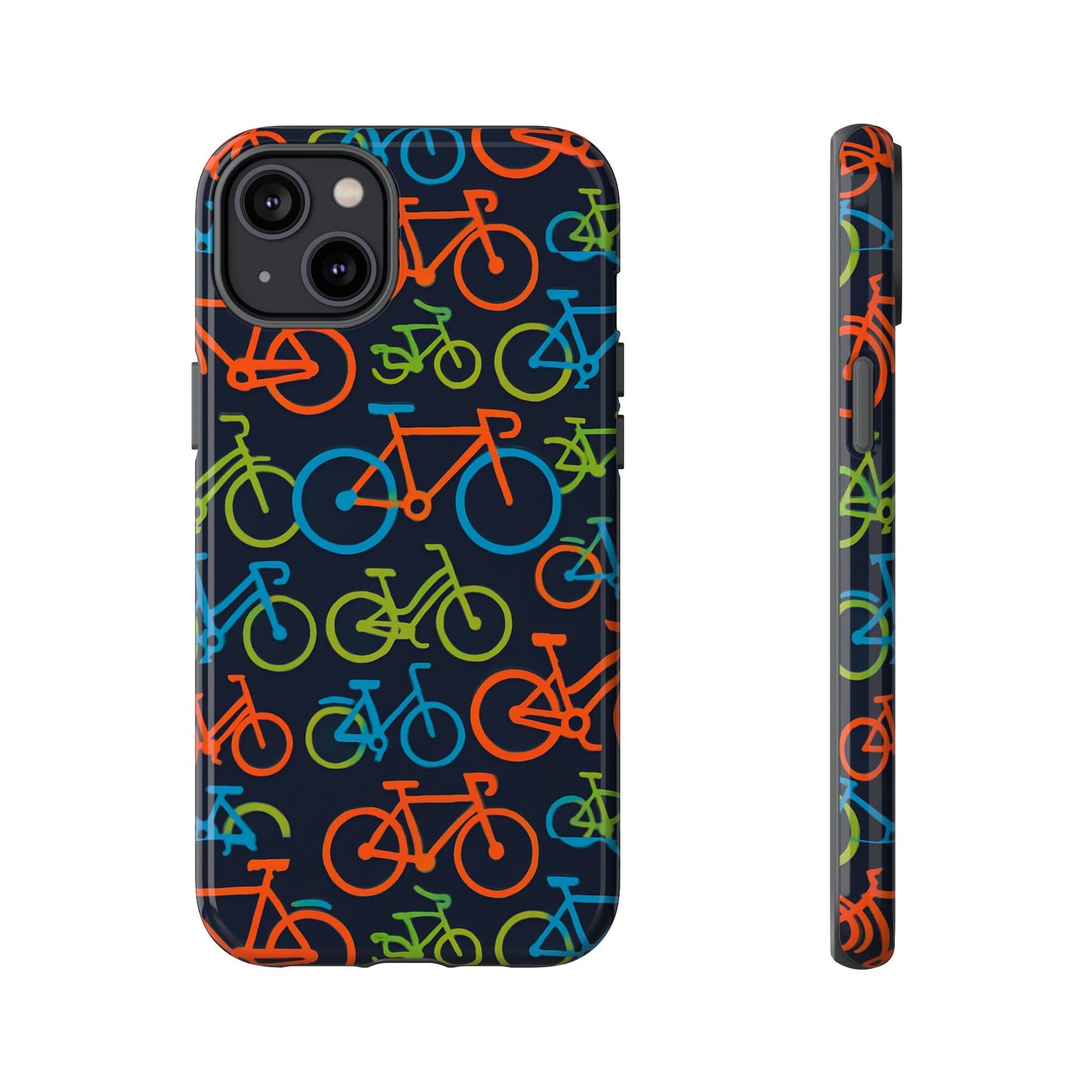 multicolour bicycle print protective phone case for smartphones – vibrant style and trendy accessory compatible with iphone 13, 14, 15 & 16 – all models including pro, pro max & plus