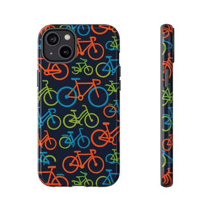 Multicolour Bicycle Print Protective Phone Case for Smartphones – Vibrant Style and Trendy Accessory Compatible with iPhone 13, 14, 15 & 16 – all models including Pro, Pro Max & Plus