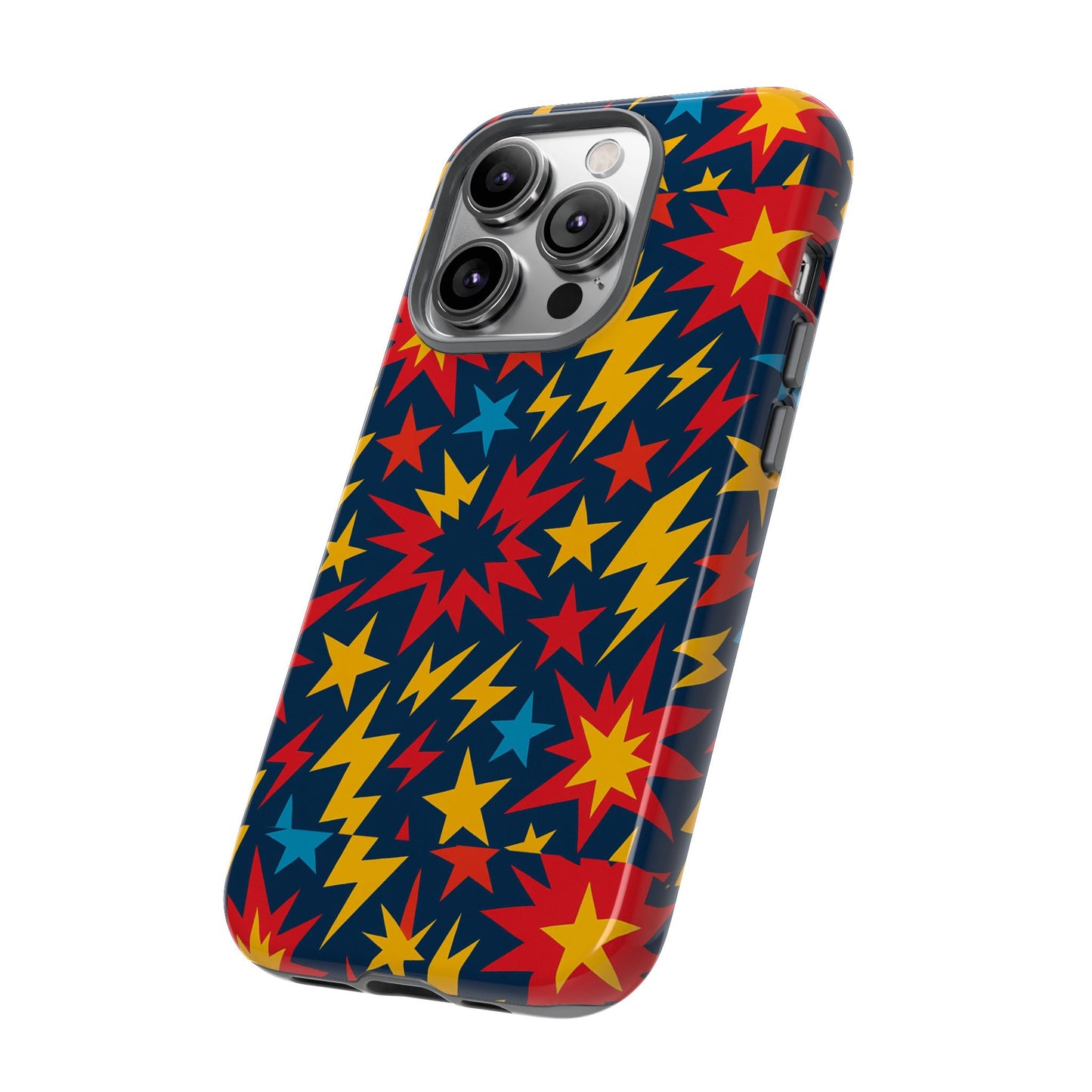 vibrant 3d superhero phone case with colourful lightning design for men and women, stylish protection compatible with iphone 13, 14, 15 & 16 – all models including pro, pro max & plus