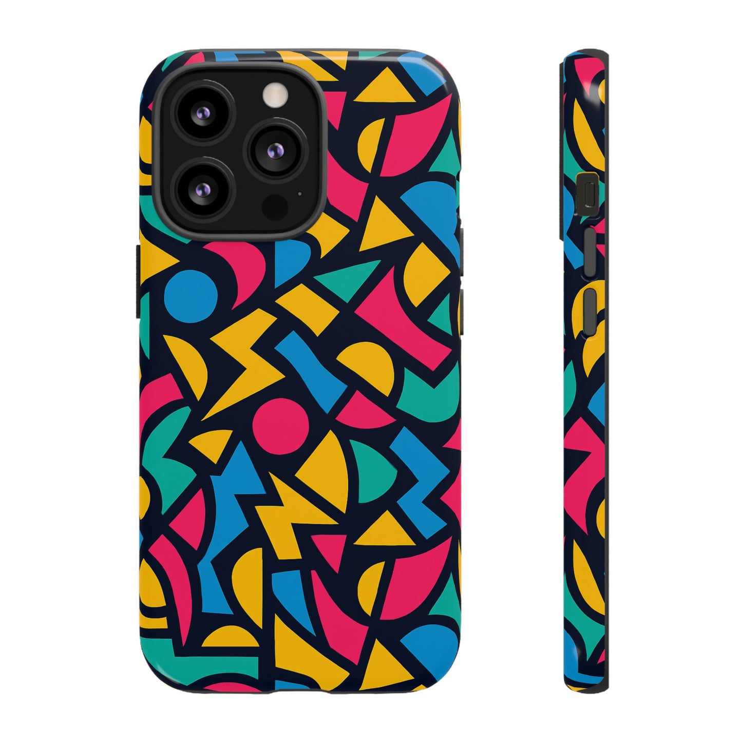 vibrant retro aesthetic phone case – stylish protection in multicolour design – compatible with iphone 13, 14, 15 & 16 – all models including pro, pro max & plus
