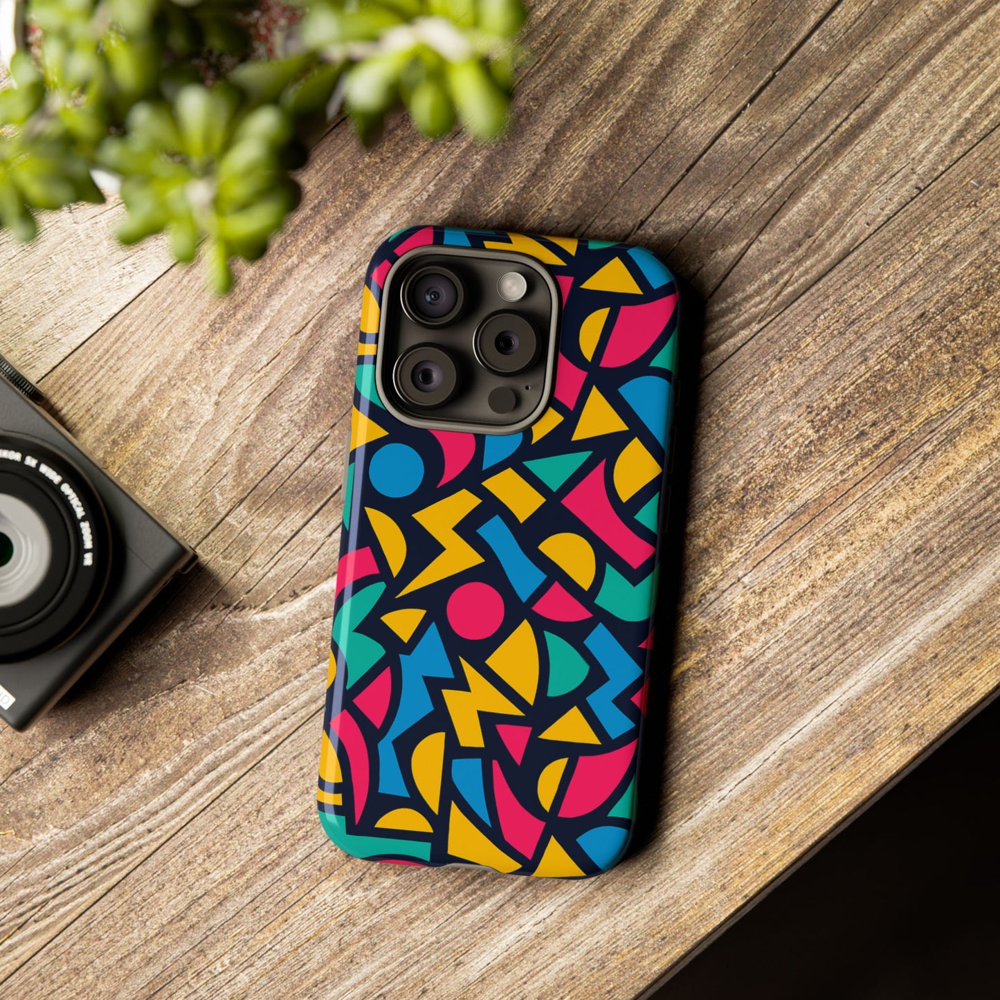 vibrant retro aesthetic phone case – stylish protection in multicolour design – compatible with iphone 13, 14, 15 & 16 – all models including pro, pro max & plus