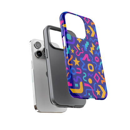 Vibrant Geometric Protective Phone Case with 3D Wrap Design – Playful Accessory for Self-Expression Compatible with iPhone 13, 14, 15 & 16 – all models including Pro, Pro Max & Plus