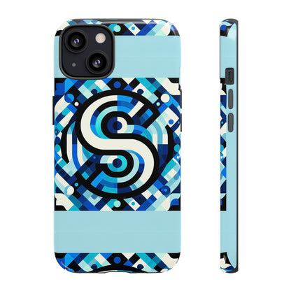 Letter Blue Alphabet S Phone Case with 3D Wrap Design for Stylish Protection and Unique Retro Anime Comic Style