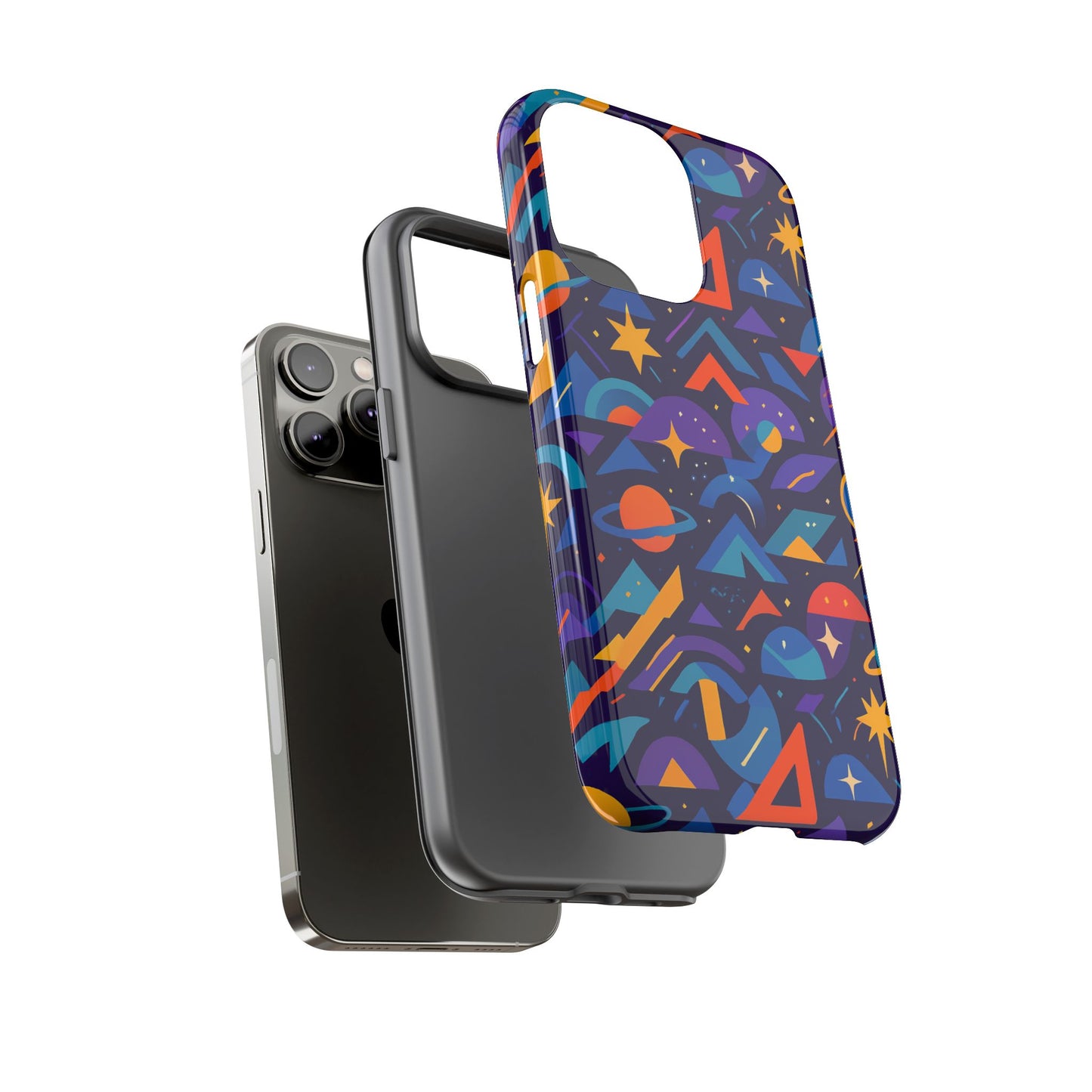 vibrant geometric 3d wrap protective phone case for unique accessories lovers compatible with iphone 13, 14, 15 & 16 – all models including pro, pro max & plus