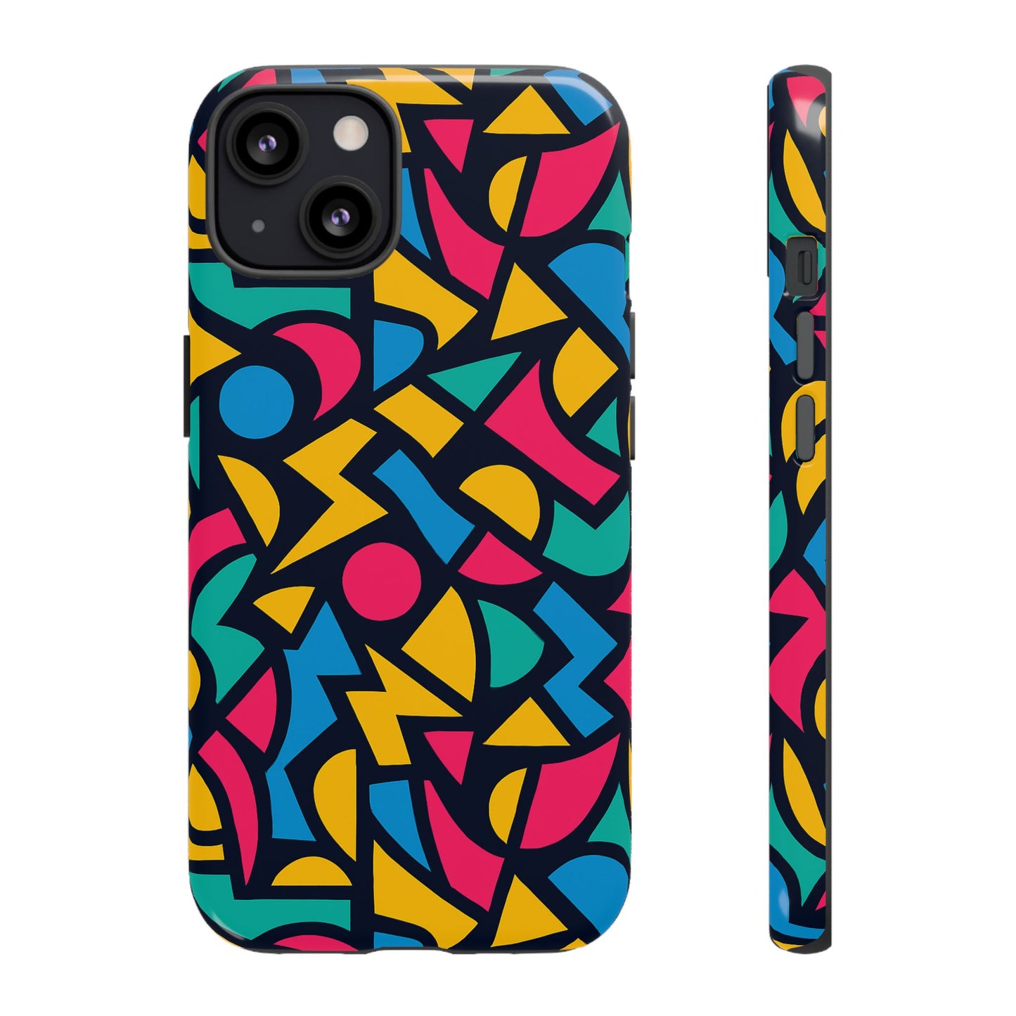 vibrant retro aesthetic phone case – stylish protection in multicolour design – compatible with iphone 13, 14, 15 & 16 – all models including pro, pro max & plus