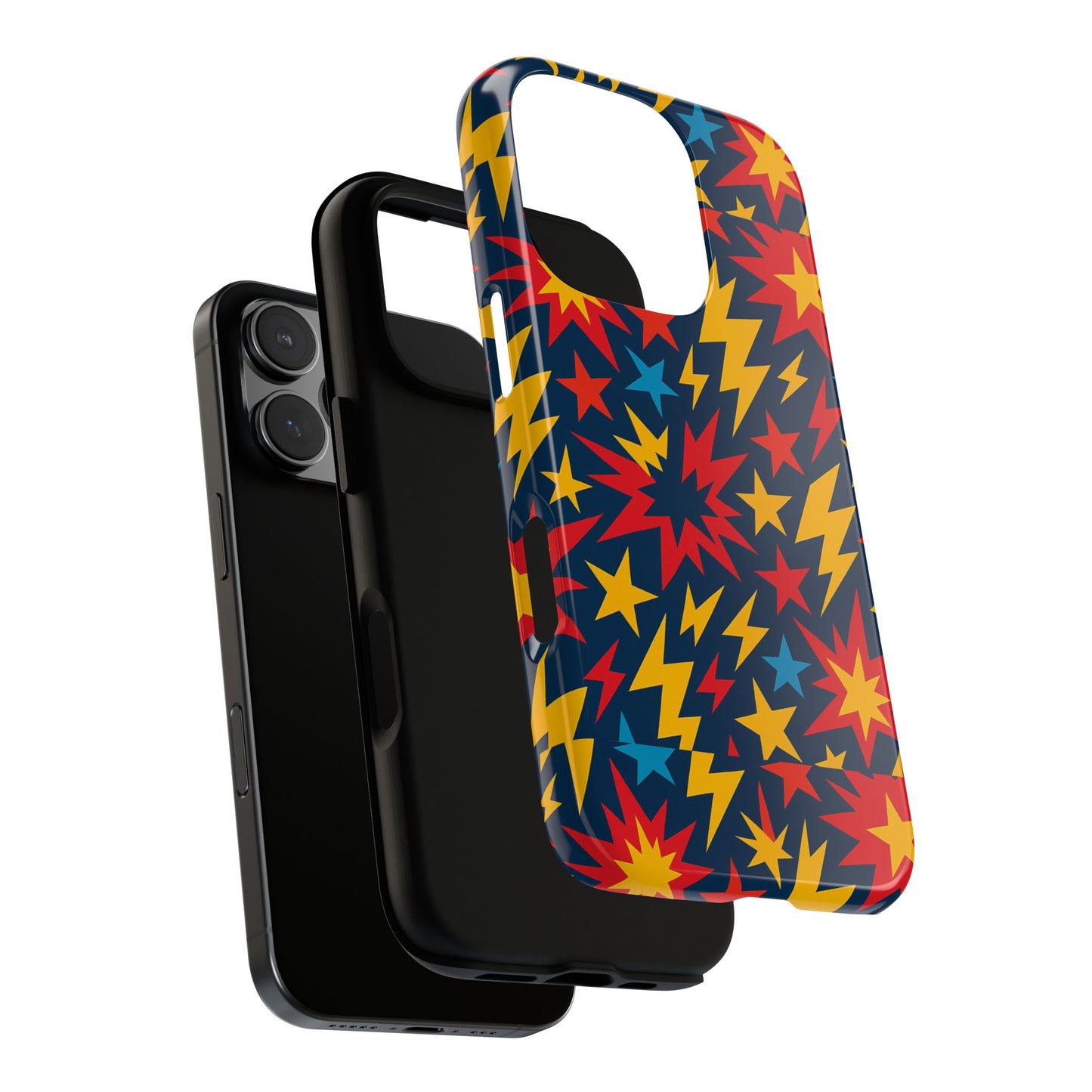vibrant 3d superhero phone case with colourful lightning design for men and women, stylish protection compatible with iphone 13, 14, 15 & 16 – all models including pro, pro max & plus