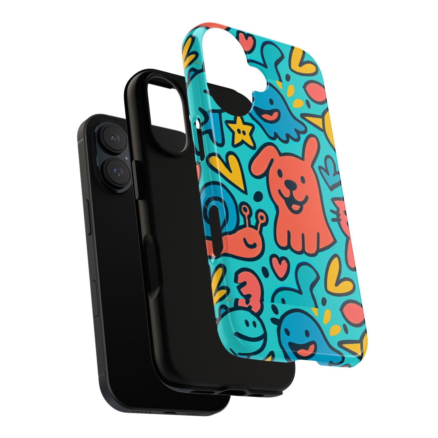 vibrant colourful protective phone case with fun animal cartoon design – stylish protection for kids and adults compatible with iphone 13, 14, 15 & 16 – all models including pro, pro max & plus