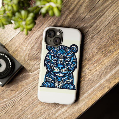 Vibrant Blue Geometric Tiger Design Phone Case – Stylish Protection Accessory for Self-Expression Compatible with iPhone 13, 14, 15 & 16 – all models including Pro, Pro Max & Plus