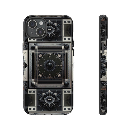 Pattern Image 4 Vibrant Shockproof Phone Case for Anime and Comic Fans, Geometric Black and Silver Design, Durable Protective Cover Compatible with iPhone 13, 14, 15 & 16 – all models including Pro, Pro Max & Plus