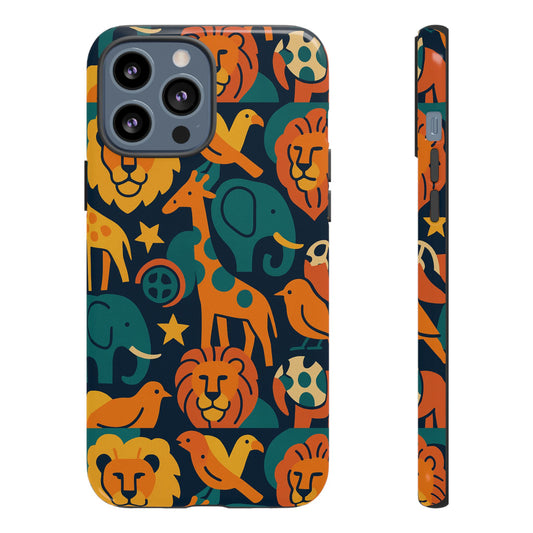 Vibrant Animal Print Protective Phone Case in Multicolour – Playful Design for Stylish Protection – Compatible with iPhone 13, 14, 15 & 16 – All Models Including Pro, Pro Max & Plus