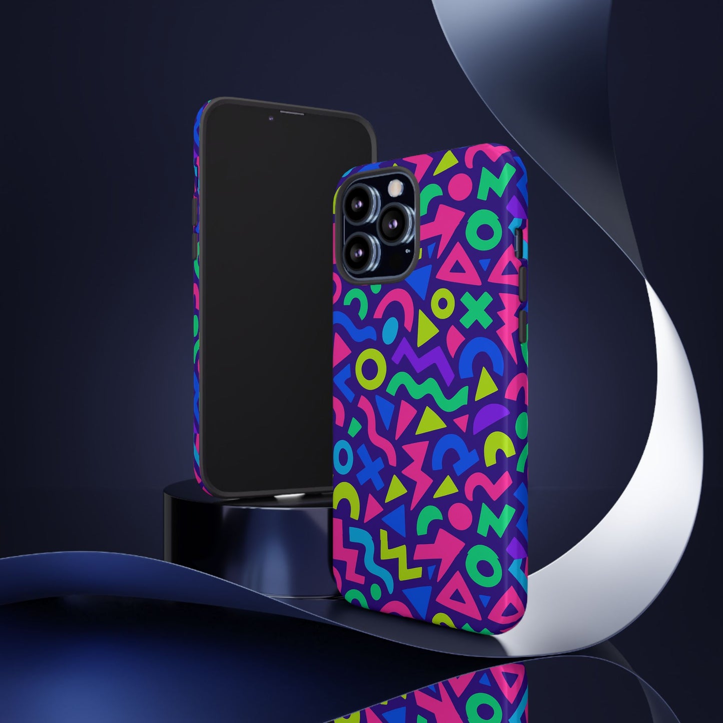 vibrant geometric 3d wrap protective phone case for men and women stylish accessory compatible with iphone 13, 14, 15 & 16 – all models including pro, pro max & plus