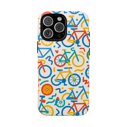 Vibrant 3D Bicycle Print Protective Phone Case – Colourful Unisex Accessory for Style and Fun – Compatible with iPhone 13, 14, 15 & 16 – All Models Including Pro, Pro Max & Plus