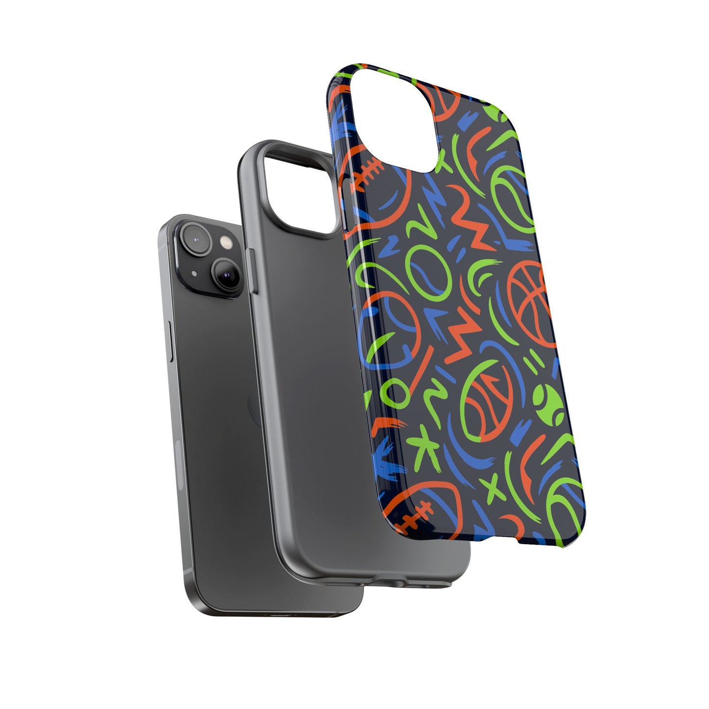 vibrant 3d wrap protective phone case with colourful sports design for unique style and expression compatible with iphone 13, 14, 15 & 16 – all models including pro, pro max & plus