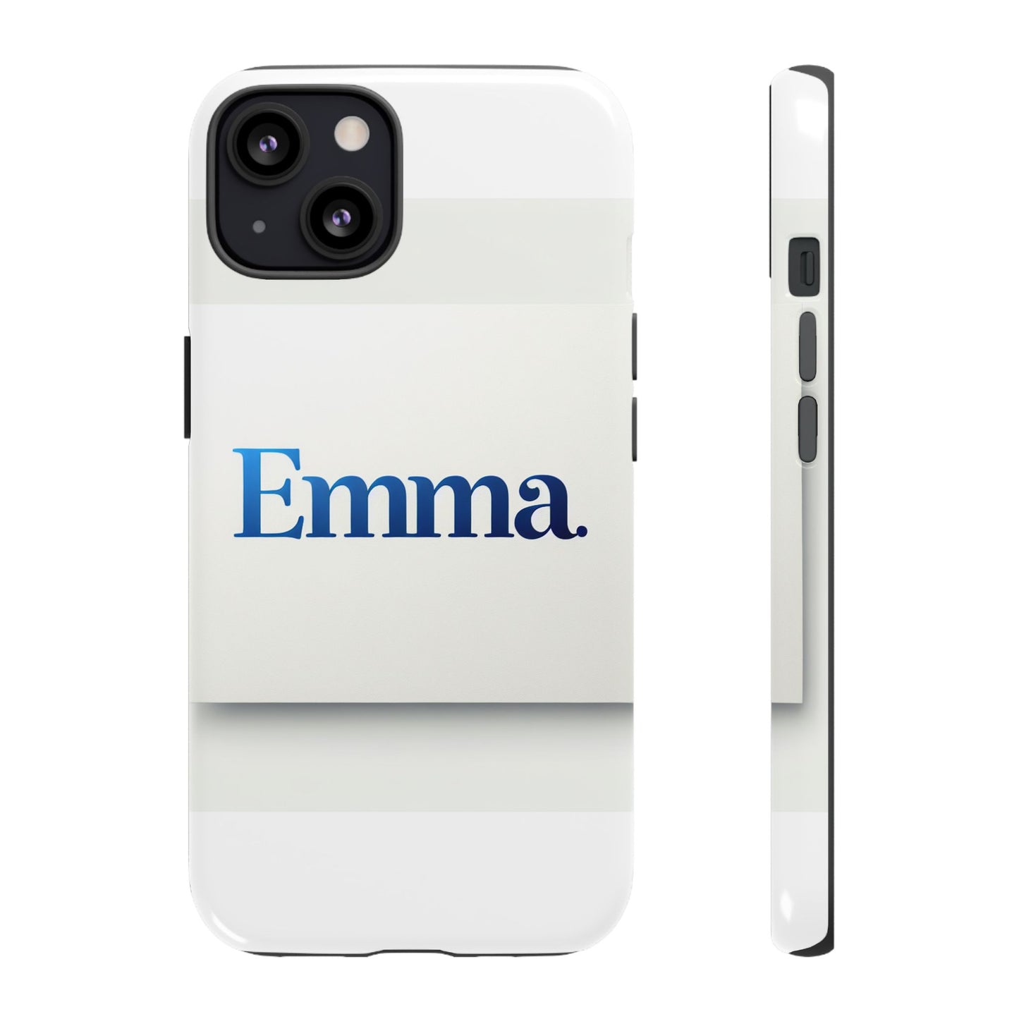 elegant personalised protective phone case in white with blue typography for stylish individuals compatible with iphone 13, 14, 15 & 16 – all models including pro, pro max & plus