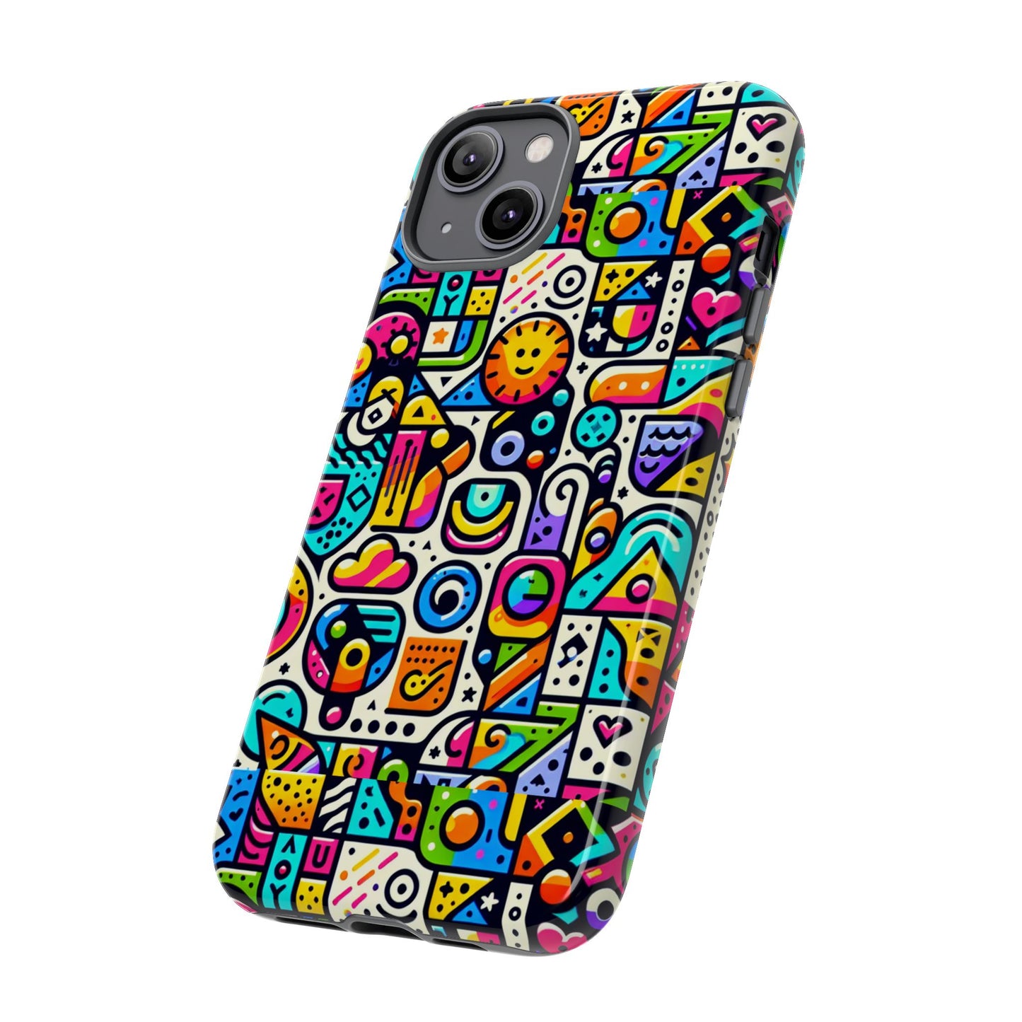 pattern image 9 vibrant shockproof phone case for anime and comic fans with bold geometric design, durable finish, and impact protection compatibility with iphone 13, 14, 15 & 16 – all models including pro, pro max & plus