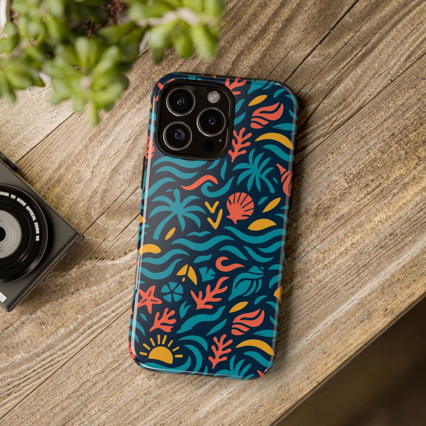 vibrant tropical pattern phone case with 3d design for stylish protection compatible with iphone 13, 14, 15 & 16 – all models including pro, pro max & plus